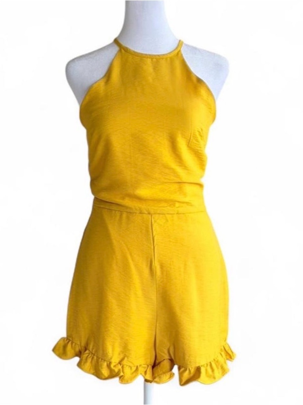 Endless Rose Yellow Ruffle Hem Romper